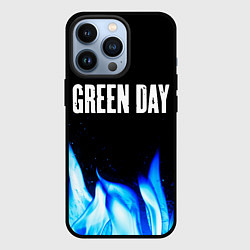Чехол для iPhone 13 Pro Green Day blue fire, цвет: 3D-черный