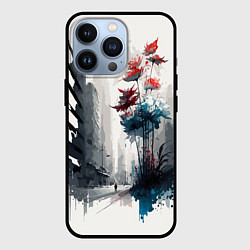 Чехол для iPhone 13 Pro Московская улица и цветы - коллекция Бело-сине-кра, цвет: 3D-черный