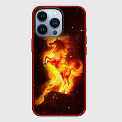 Чехол для iPhone 13 Pro Пылающий фантастический конь, цвет: 3D-красный