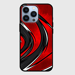 Чехол для iPhone 13 Pro Органический разрыв - красный, цвет: 3D-черный
