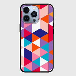 Чехол для iPhone 13 Pro Ромбический разноцветный паттерн, цвет: 3D-черный