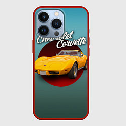 Чехол для iPhone 13 Pro Классический спорткар Chevrolet Corvette Stingray, цвет: 3D-красный