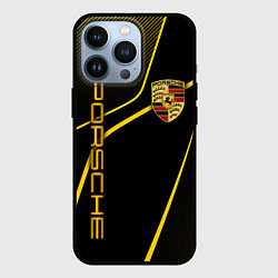 Чехол для iPhone 13 Pro Porsche - Gold line, цвет: 3D-черный