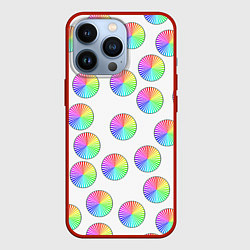 Чехол для iPhone 13 Pro Круги с линиями, спектр, цвет: 3D-красный
