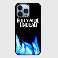 Чехол iPhone 13 Pro Hollywood Undead blue fire