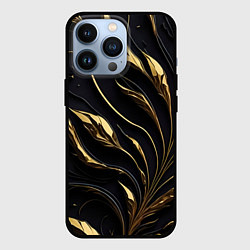 Чехол для iPhone 13 Pro Золотой орнамент на черном, цвет: 3D-черный