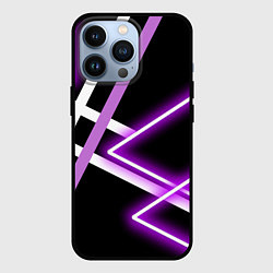 Чехол для iPhone 13 Pro Фиолетовые полоски с неоном, цвет: 3D-черный