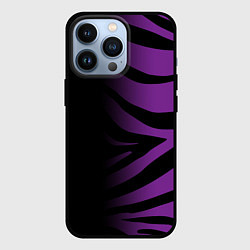 Чехол для iPhone 13 Pro Фиолетовый с черными полосками зебры, цвет: 3D-черный