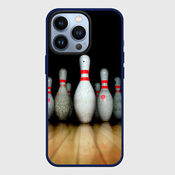 Чехол для iPhone 13 Pro Боулинг - кегли на дорожке, цвет: 3D-тёмно-синий