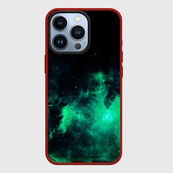 Чехол для iPhone 13 Pro Зелёная галактика Midjourney, цвет: 3D-красный