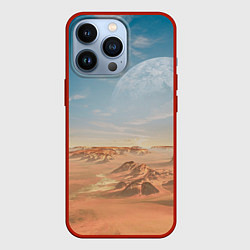 Чехол для iPhone 13 Pro Пустынная планета и спутник, цвет: 3D-красный