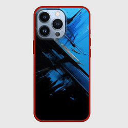 Чехол для iPhone 13 Pro Черно-синяя краска, цвет: 3D-красный