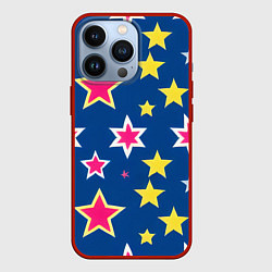 Чехол для iPhone 13 Pro Звёзды разных цветов, цвет: 3D-красный