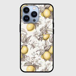 Чехол для iPhone 13 Pro Лимоны - винтаж графика: паттерн, цвет: 3D-черный