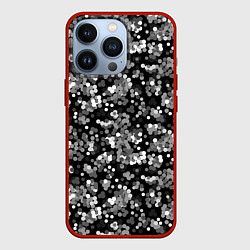 Чехол для iPhone 13 Pro Черно-белый узор в горошек, цвет: 3D-красный