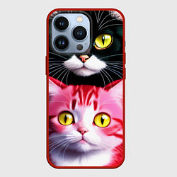 Чехол для iPhone 13 Pro Коты от нейросети, цвет: 3D-красный