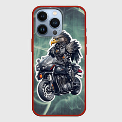 Чехол для iPhone 13 Pro Стальной орёл байкер, цвет: 3D-красный