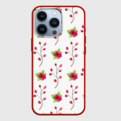 Чехол для iPhone 13 Pro Red flowers, цвет: 3D-красный