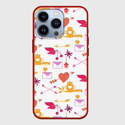 Чехол для iPhone 13 Pro Письма любви, цвет: 3D-красный