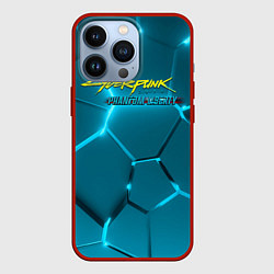 Чехол для iPhone 13 Pro Cyberpunk 2077 phantom liberty blue logo, цвет: 3D-красный