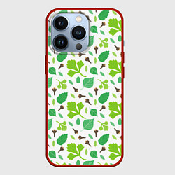 Чехол для iPhone 13 Pro Green plants, цвет: 3D-красный