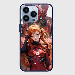 Чехол для iPhone 13 Pro Аска Ленгли и робот, цвет: 3D-тёмно-синий