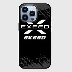 Чехол для iPhone 13 Pro Exeed speed на темном фоне со следами шин, цвет: 3D-черный