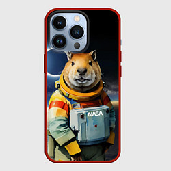 Чехол для iPhone 13 Pro Capy astronaut - Nasa - neural network, цвет: 3D-красный