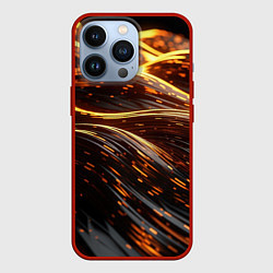 Чехол для iPhone 13 Pro Золотые волны, цвет: 3D-красный