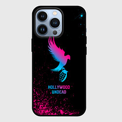 Чехол для iPhone 13 Pro Hollywood Undead - neon gradient, цвет: 3D-черный