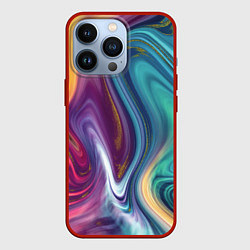 Чехол для iPhone 13 Pro Красочные волны, цвет: 3D-красный