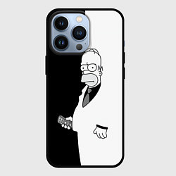 Чехол iPhone 13 Pro Homer Simpson - black and white