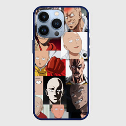 Чехол для iPhone 13 Pro Saitama - many faces, цвет: 3D-тёмно-синий