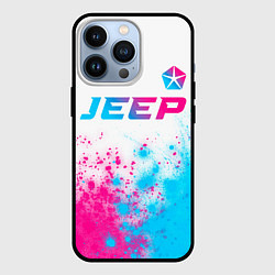 Чехол для iPhone 13 Pro Jeep neon gradient style: символ сверху, цвет: 3D-черный