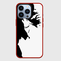 Чехол для iPhone 13 Pro Волчий вой в горах, цвет: 3D-красный