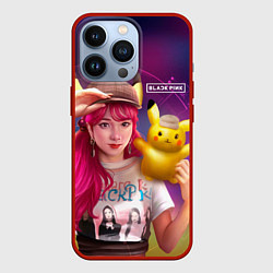 Чехол для iPhone 13 Pro Jisoo and Pikachu, цвет: 3D-красный