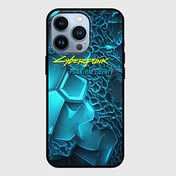 Чехол для iPhone 13 Pro Cyberpunk ice logo, цвет: 3D-черный