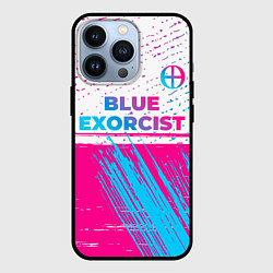 Чехол для iPhone 13 Pro Blue Exorcist neon gradient style: символ сверху, цвет: 3D-черный