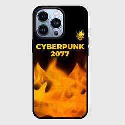 Чехол для iPhone 13 Pro Cyberpunk 2077 - gold gradient: символ сверху, цвет: 3D-черный
