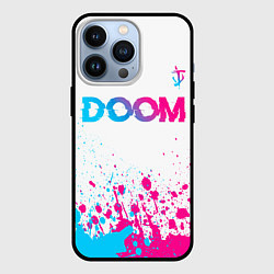 Чехол для iPhone 13 Pro Doom neon gradient style: символ сверху, цвет: 3D-черный