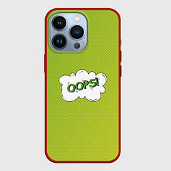 Чехол для iPhone 13 Pro Oops на градиенте зеленом, цвет: 3D-красный