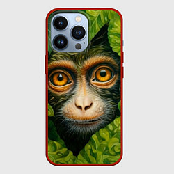 Чехол для iPhone 13 Pro Обезьянка в джунгли, цвет: 3D-красный