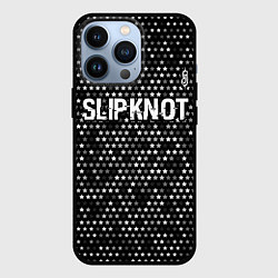 Чехол для iPhone 13 Pro Slipknot glitch на темном фоне: символ сверху, цвет: 3D-черный