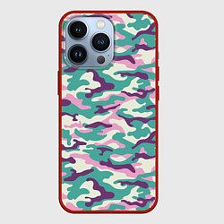 Чехол для iPhone 13 Pro Камуфляж модный, цвет: 3D-красный