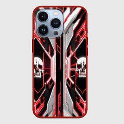 Чехол для iPhone 13 Pro Красные кибер черепа, цвет: 3D-красный