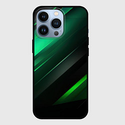 Чехол для iPhone 13 Pro Black green abstract, цвет: 3D-черный