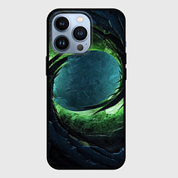 Чехол для iPhone 13 Pro Объемная зеленая абстракция, цвет: 3D-черный