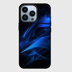 Чехол для iPhone 13 Pro Black blue texture, цвет: 3D-черный