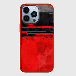 Чехол для iPhone 13 Pro Black red texture, цвет: 3D-красный