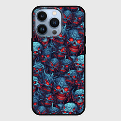 Чехол для iPhone 13 Pro Monster skulls pattern, цвет: 3D-черный